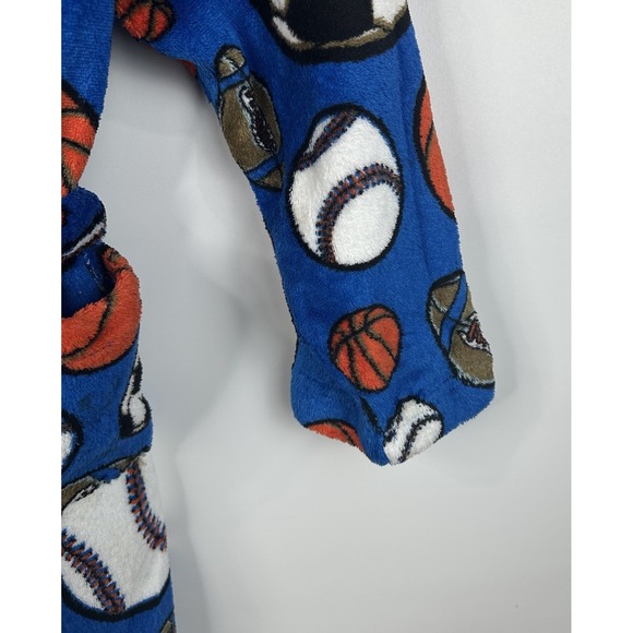 Joe Boxer Sports Theme Football Soft Fleece Bath Robe Youth Medium 8 Blue Pocket - Picture 5 of 8